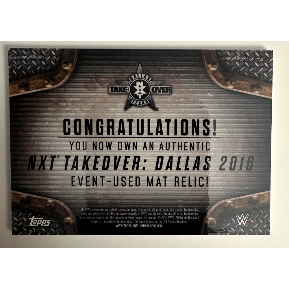 Baron Corbin 2017 Topps WWE NXT TakeOver Dallas Mat Relic Card 12/50 Wrestling - Picture 2 of 2